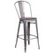 Merrick Lane Vesemir Stool with Powder Coated Metal Frame and Textured Wooden Seat